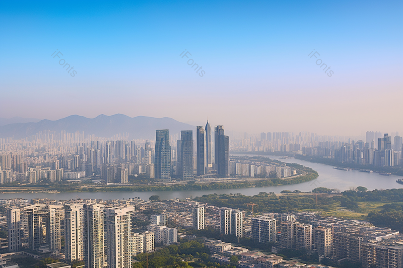 江岸的城市中心商务办公CBD,高清,摄影图,摄影图片,图片大全,摄影图免费下载